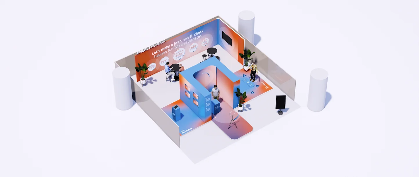 The CVD and diabetes health check exhibition laid out in the Altiero Spinelli building