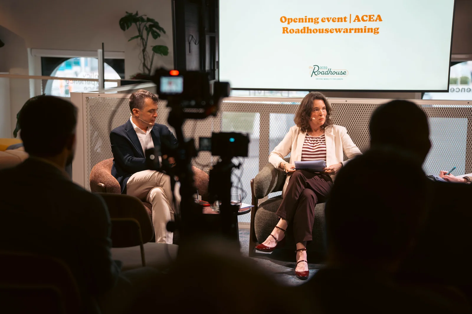The opening panel being filmed