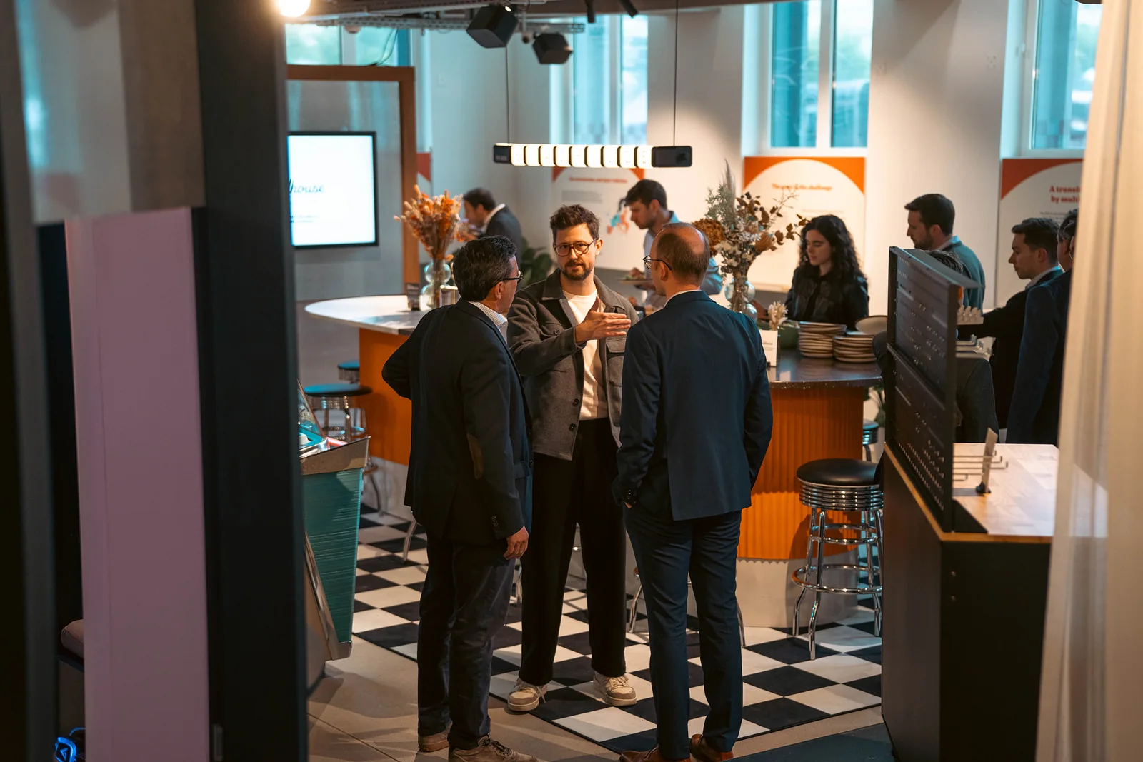 Guests gathered at the bar