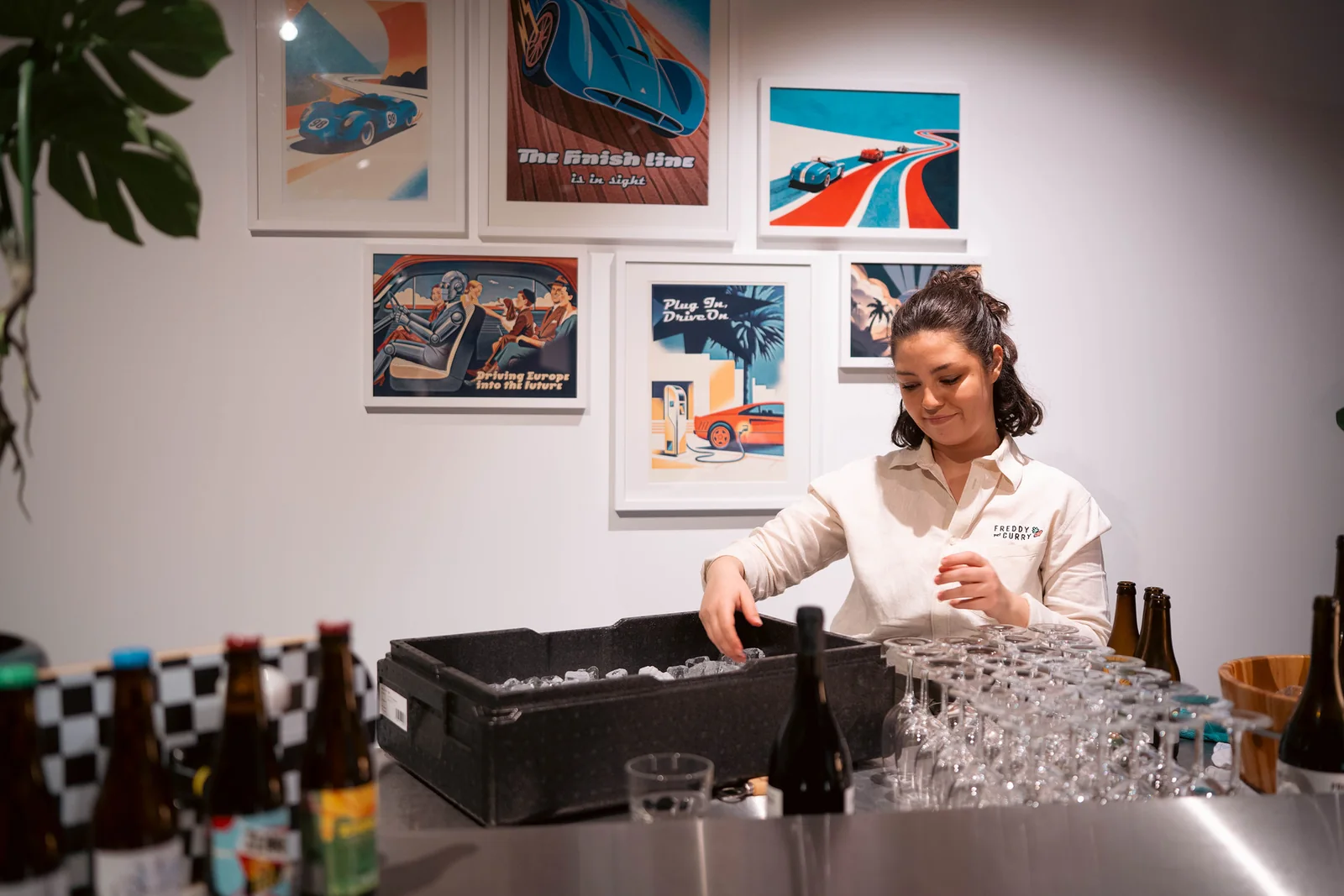 Drinks being served at the bar